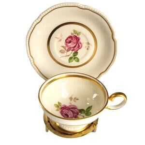 Vintage Castleton Chine Tea Cup Saucer Dolly Madison Rose Cottagecore Romantic